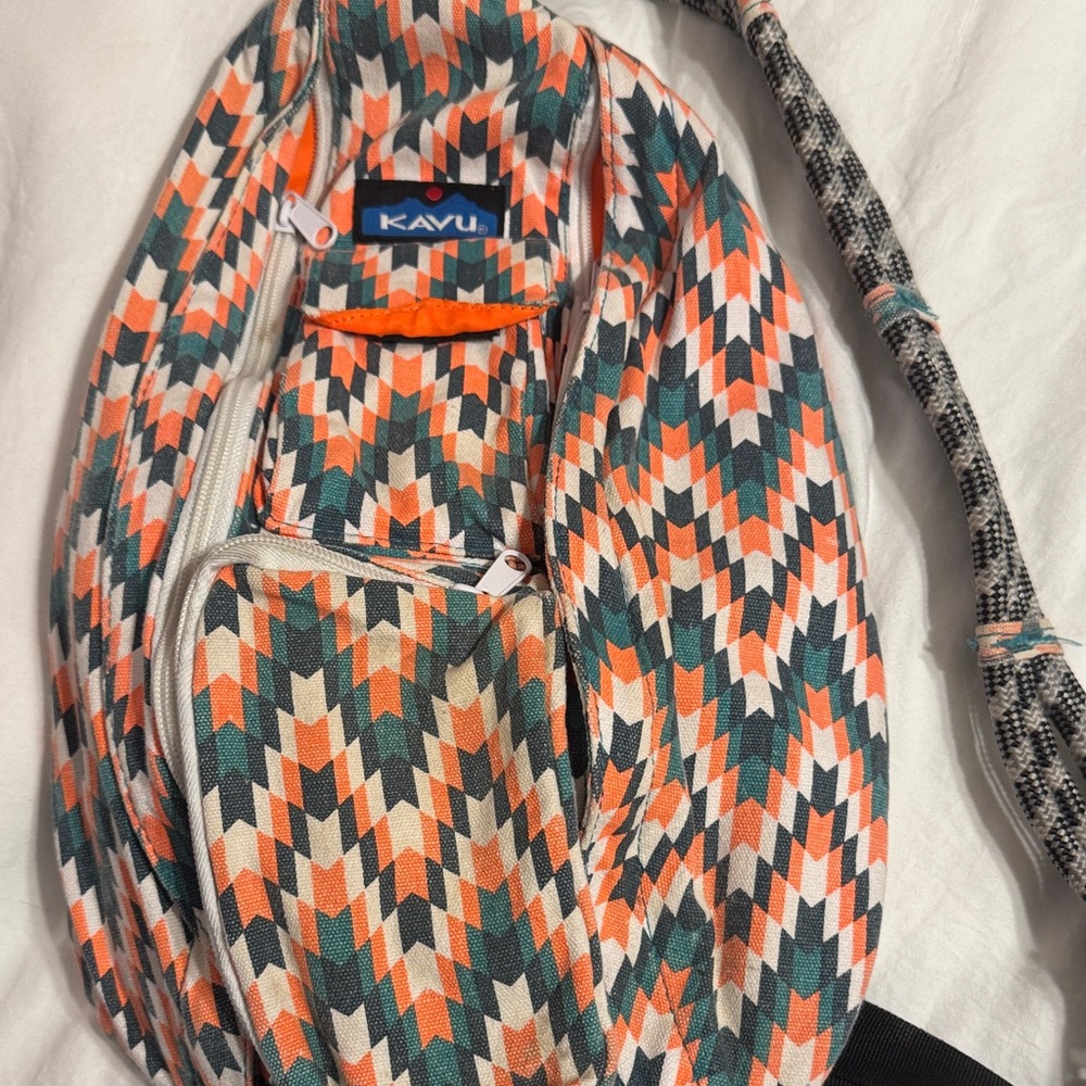 Kavu Geometric Belt Bag - Orange, Green, Black